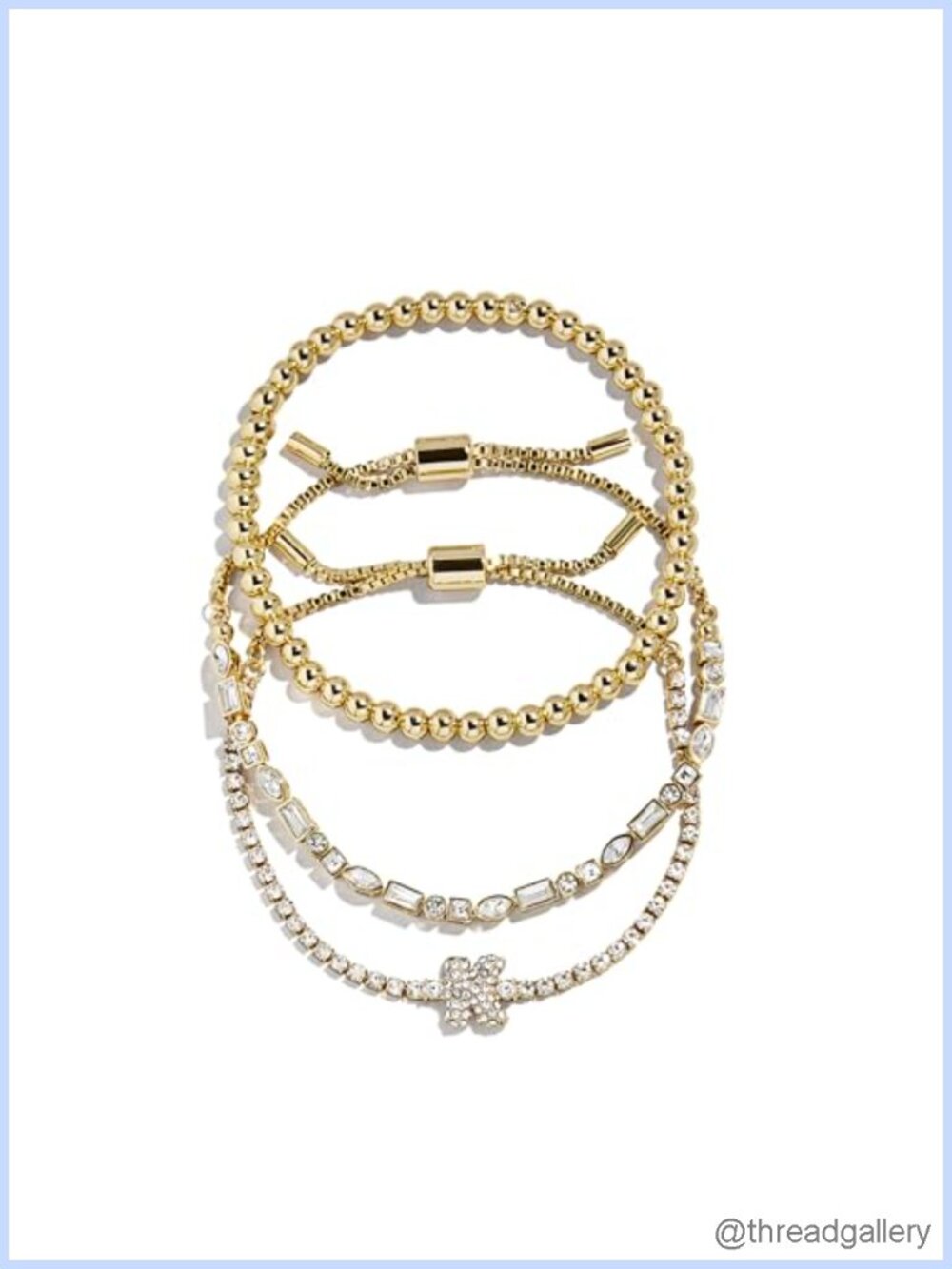 Gold Plated Initial Beaded Bracelet Gift Set Hypoallergenic